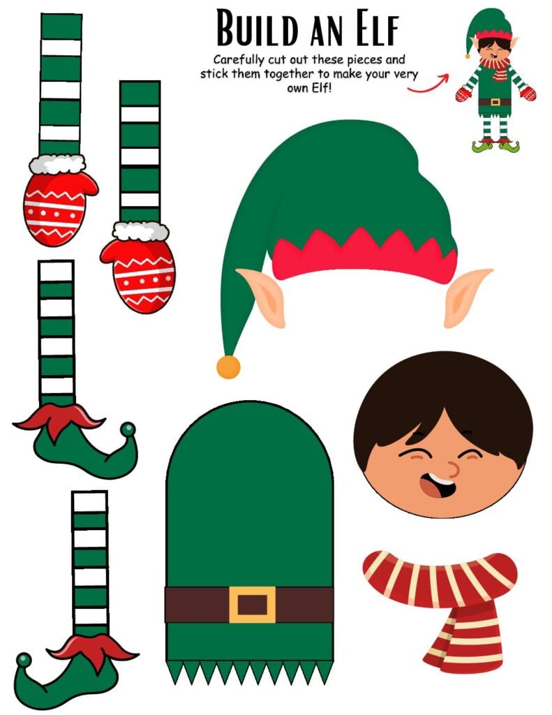 build an elf printable- free christmas craft for kids - a sparkle